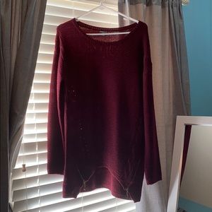 Maroon sweater with zippers